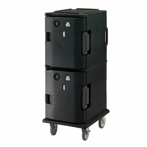 Cambro Ultra Camcart UPCH800110 2-Compartment Black Heated Food Pan Carrier