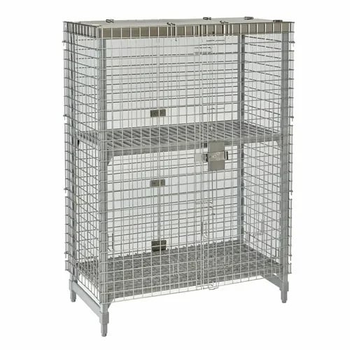 Cambro Camshelving CPU244864SUPKG Stainless Steel Premium Mobile Security Cage 50-1/4"W X 26-3/4"D X 64-1/2"H