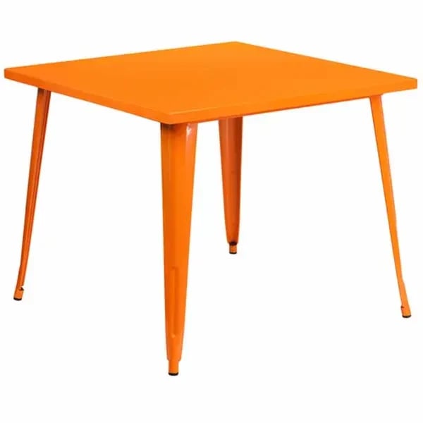 Flash Furniture CH-51050-29-OR-GG 35-1/2" Square Dining Height Metal Orange Table