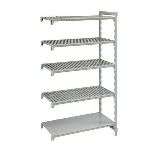 Cambro Camshelving CPA187284VS5PKG 5-Shelf Polypropylene-Covered Steel Posts Speckled Gray Shelving Kit 72"W X 18"D X 84"H