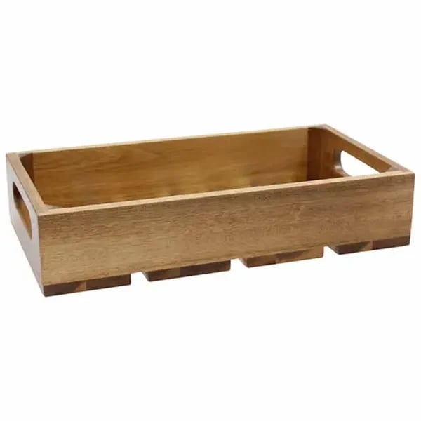 Tablecraft CRATE14 Fourth Size Brown Wood Display Crate 2-3/4" Deep