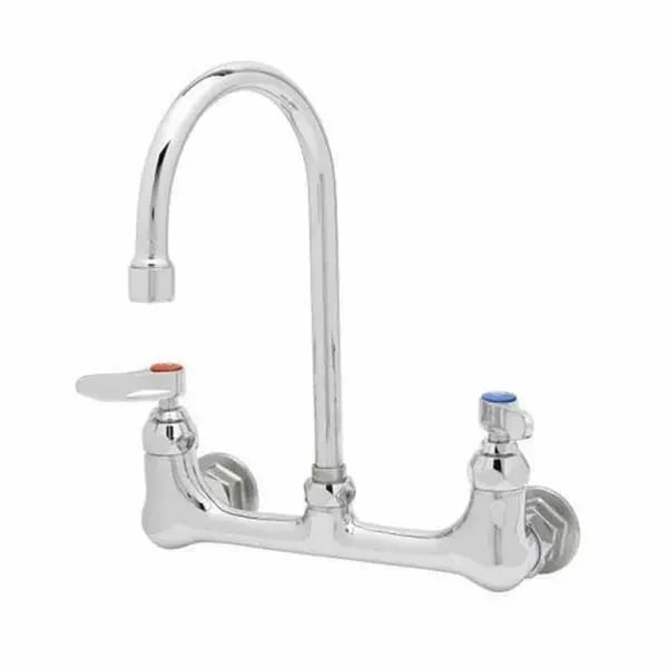 T&S B-0330-M Single Hole Wall Mount Double Pantry Faucet with 5-3/4" Gooseneck Spout