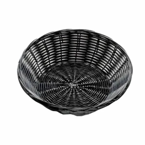Tablecraft 2475 Black Round Woven Basket 8-1/2" x 2-1/4" | Case of 12