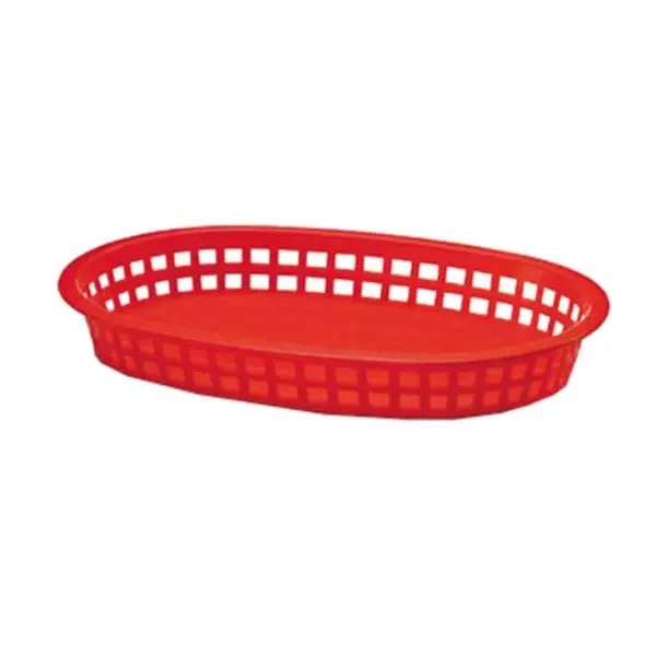 Tablecraft 1076R Red Oval Chicago Platter Basket 10-1/2" x 7" x 1-1/2 | Case of 36 — main image