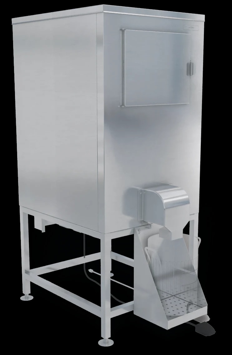 Kloppenberg DISP-500 Freestanding Ice Bagging/Dispensing Bin 647 Pound Capacity Foot Pedal Actuation Cube Style Ice — 110V, 1PH — main image