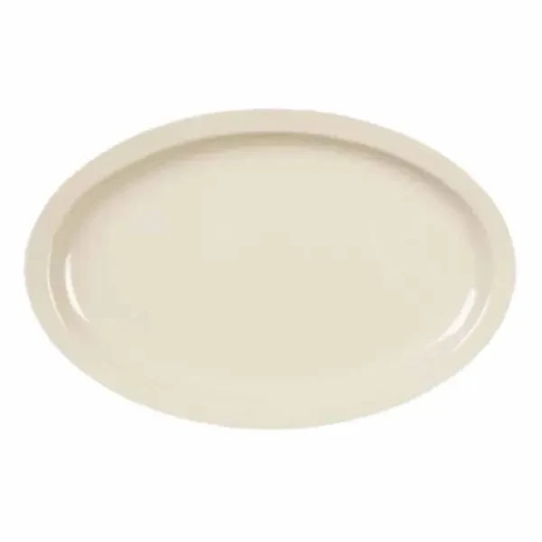 Thunder Group NS515T NuStone Tan 13-1/4" x 9-5/8" Oval Melamine Platter | Case of 12 — main image