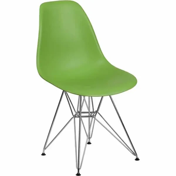 Flash Furniture FH-130-CPP1-GN-GG Green Plastic Accent Chair with Chrome Base — main image