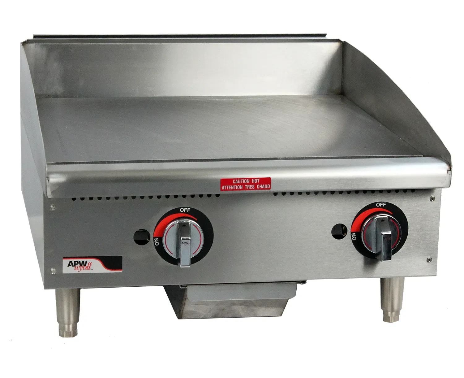 APW Wyott EG-24S Workline Series Electric Countertop Griddle 24 Inch Wide Snap Action Thermostat Control Rectangle Polished Steel 0.75 Inch Thick Plate Light-Duty — 208/240V, 1PH — main image