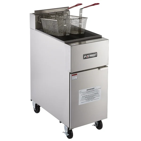 Patriot PT-GF122KNG Natural Gas 50 lb. Open Pot Floor Fryer with Casters 120,000 BTU — main image