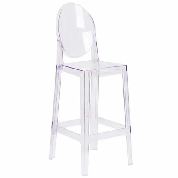 Flash Furniture OW-GHOSTBACK-29-GG Transparent Crystal Plastic Bar Stool — main image