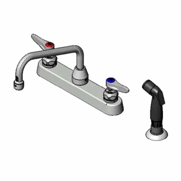 T&S B-1172-07 8" Deck Mount Workboard Faucet with 8" Swing Spout Nozzle and Spray Hose — main image