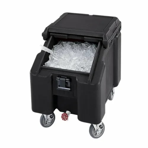 Cambro Slidinglid ICS100L4S110 100 Lb. Black Mobile Ice Caddy — main image