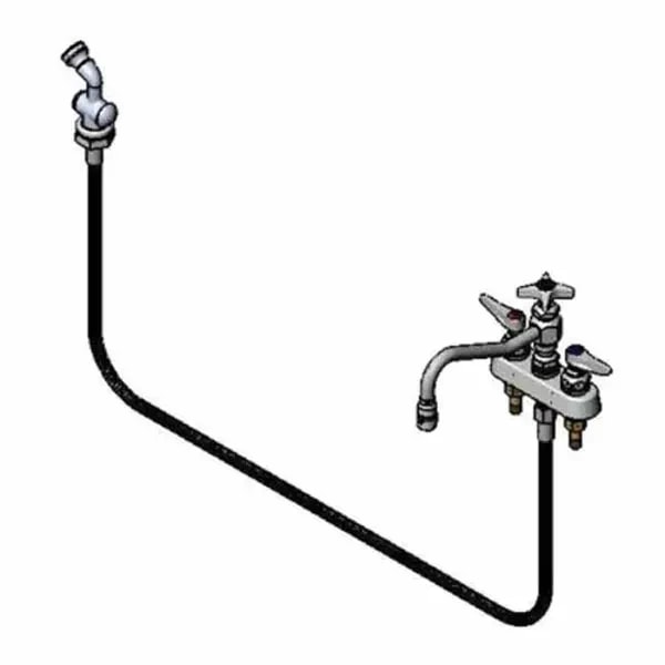 T&S B-1152 8" Deck Mount Workboard Faucet with 8" Swing Spout Nozzle and Spray Hose — main image
