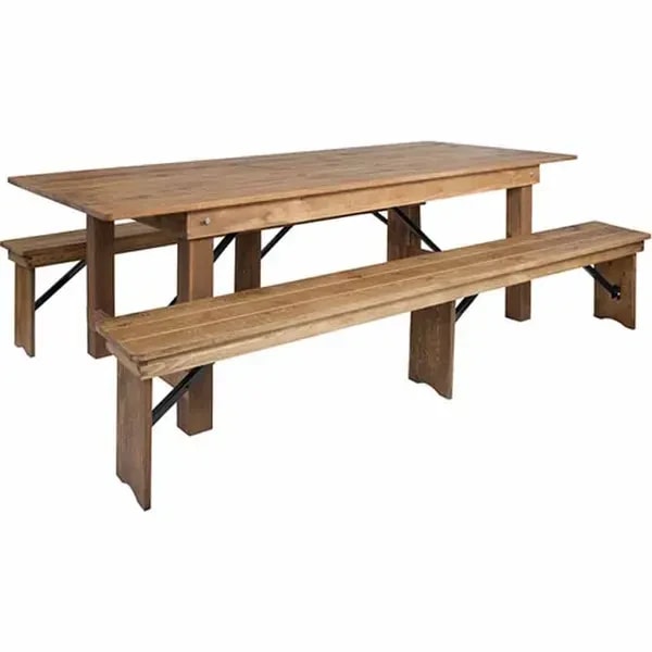 Flash Furniture XA-FARM-4-GG Folding Wood Farm Table Set with Two Benches — main image