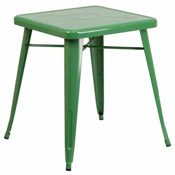 Flash Furniture CH-31330-29-GN-GG 23-3/4" Square Dining Height Galvanized Steel Green Table — main image