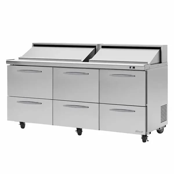 Turbo Air PST-72-D6-N PRO Series 18 Pan 6-Drawer Sandwich Prep Table 72-5/8"W — main image