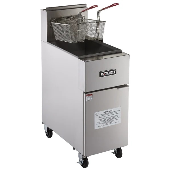 Patriot PT-GF100KNG Natural Gas 40 lb. Open Pot Floor Fryer with Casters 90,000 BTU — main image
