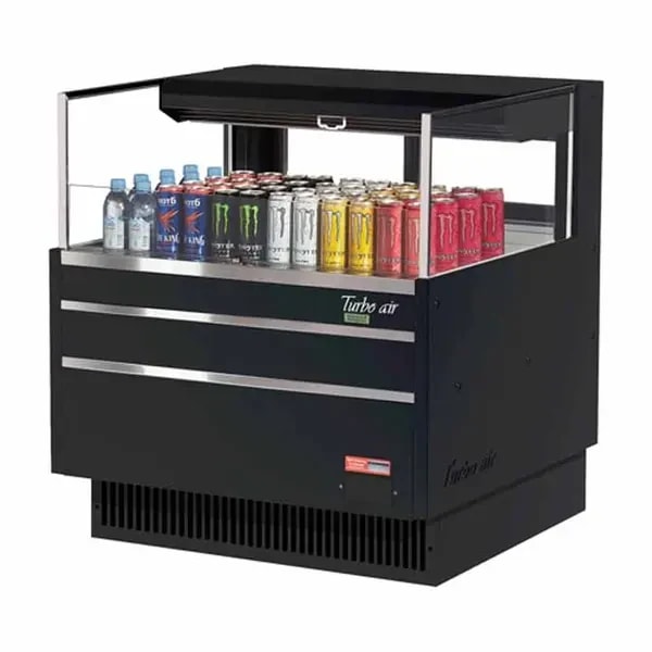 Turbo Air TOM-36L-UFD-B-1S-N Black Horizontal Open Display Case Merchandiser 34-3/4"W — main image