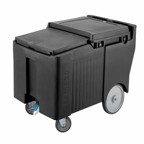 Cambro Slidinglid ICS175LB110 175 Lb. Black Mobile Ice Caddy — main image
