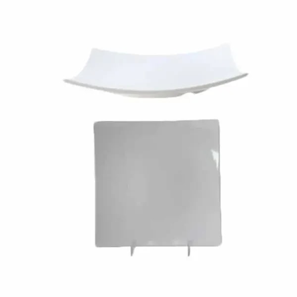 Thunder Group 24012WT Classic White 12-3/8" x 12-3/8" Square Melamine Flare Plate | Case of 12 — main image