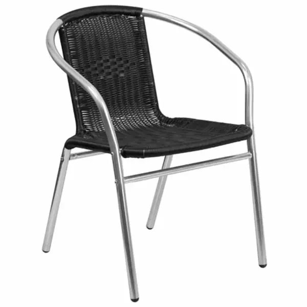 Flash Furniture TLH-020-BK-GG Armchair with Black Rattan Seat and Aluminum Frame — main image