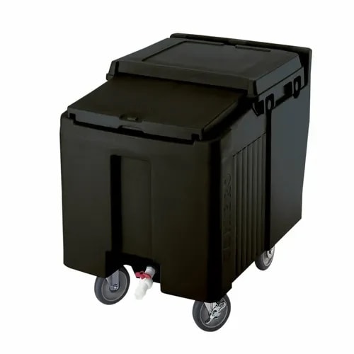 Cambro Slidinglid ICS125L110 125 Lb. Black Mobile Ice Caddy — main image