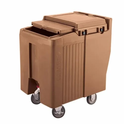 Cambro Slidinglid ICS175L157 175 Lb. Coffee Beige Mobile Ice Caddy