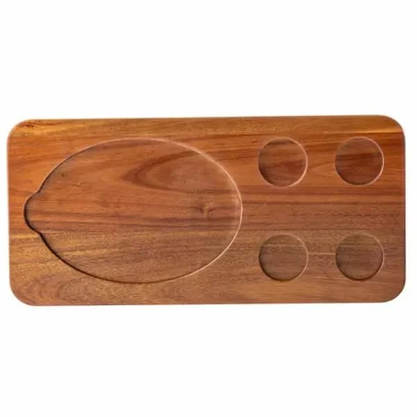 Tablecraft 10709 Acacia Wood Rectangular Fajita Serving Board 18-1/2" x 8-3/4" x 3/4