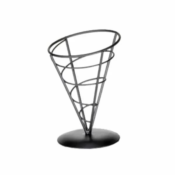 Tablecraft AC57 Black Metal Vertigo Appetizer Cone 5" x 7"