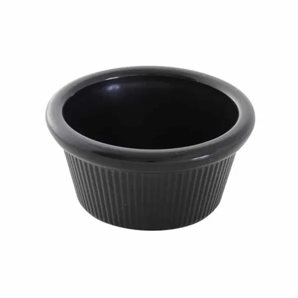 Thunder Group PL532BL1 4 oz. Fluted Black Plastic Ramekin | Case Of 12 — main image