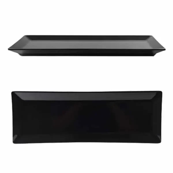 Thunder Group 29115BK Classic Black 15" x 5-1/4" Rectangular Melamine Plate | Case of 12 — main image