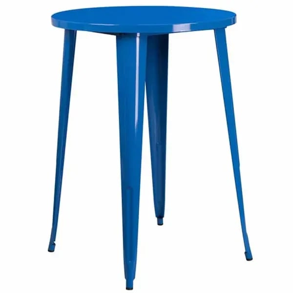 Flash Furniture CH-51090-40-BL-GG Round Bar Height Metal Blue Table