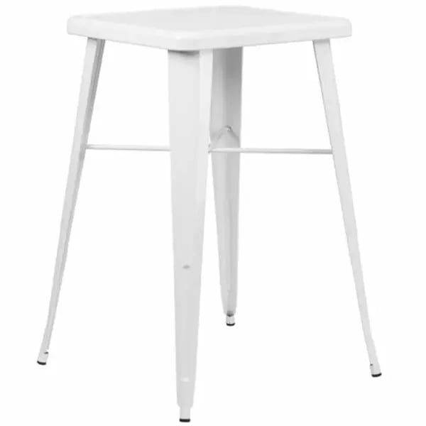 Flash Furniture CH-31330-WH-GG Square Bar Height Galvanized Steel White Table