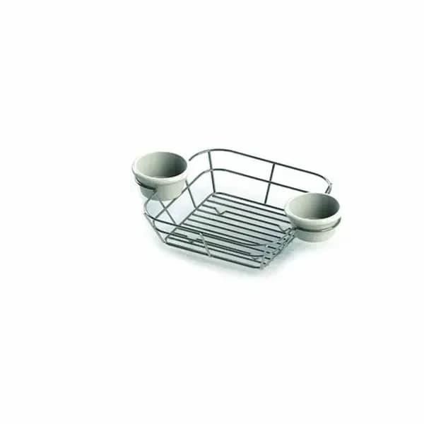 Tablecraft H711172BK Black Metal Meranda Square Basket with Integrated Ramekins 11" x 7" x 2