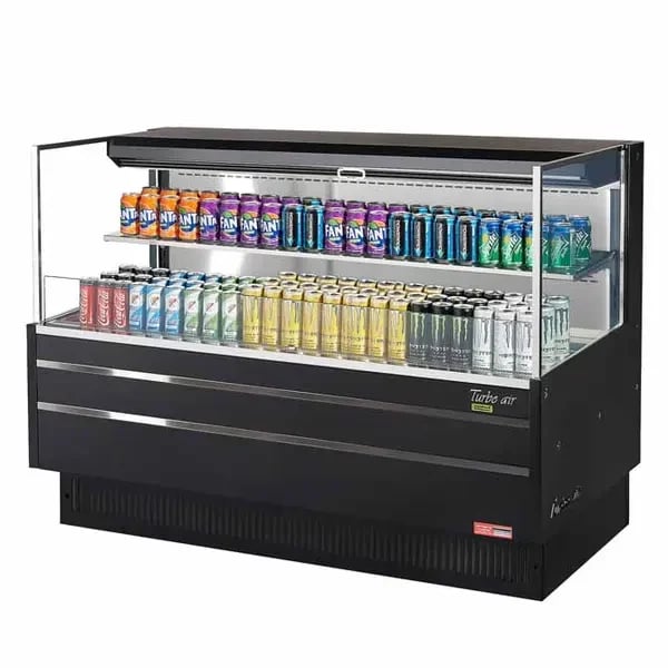 Turbo Air Refrigerator Parts — Turbo Air TOM-60L-UF-B-2S-N Black Horizontal Open Display Case Merchandiser 58-3/4"W