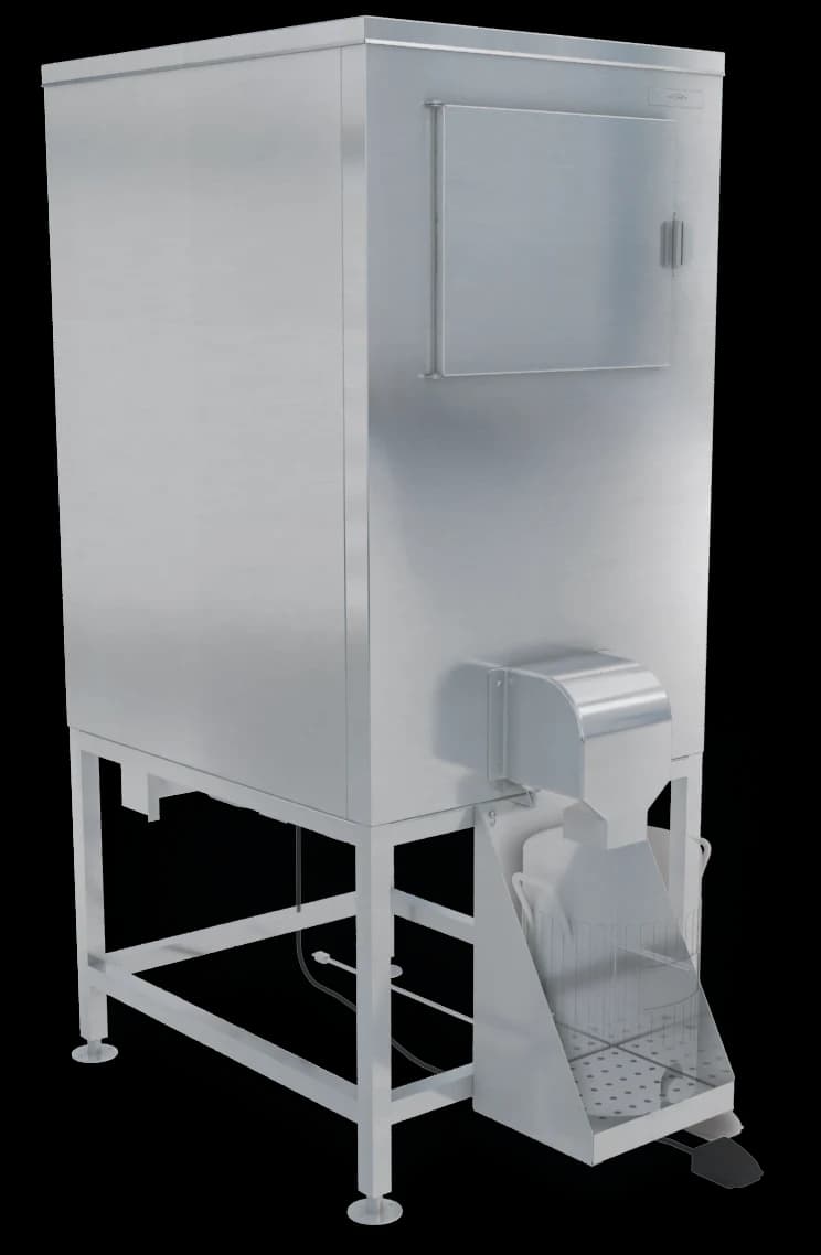 Kloppenberg DISP-500 Freestanding Ice Bagging/Dispensing Bin 647 Pound Capacity Foot Pedal Actuation Cube Style Ice — 110V, 1PH