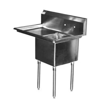 Serv-Ware E1CWP1824L-24 One-Compartment Underbar Sink 18" x 24" Bowl Left 24" Drainboard — main image