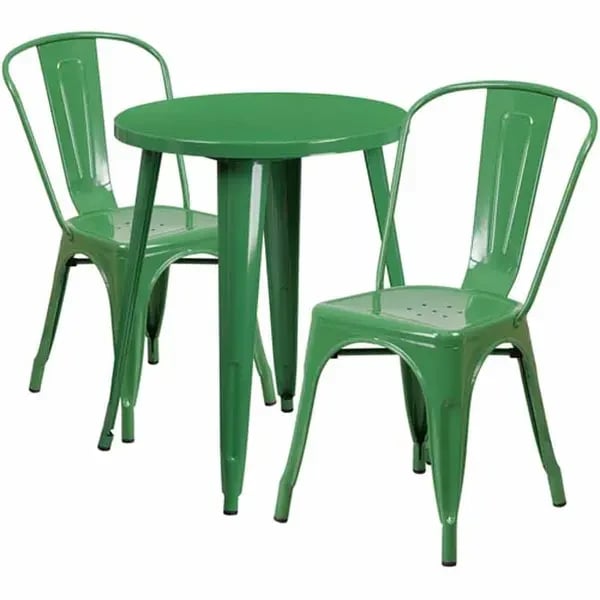 Flash Furniture CH-51080TH-2-18CAFE-GN-GG Green Metal Table and Chair Set with Two Chairs