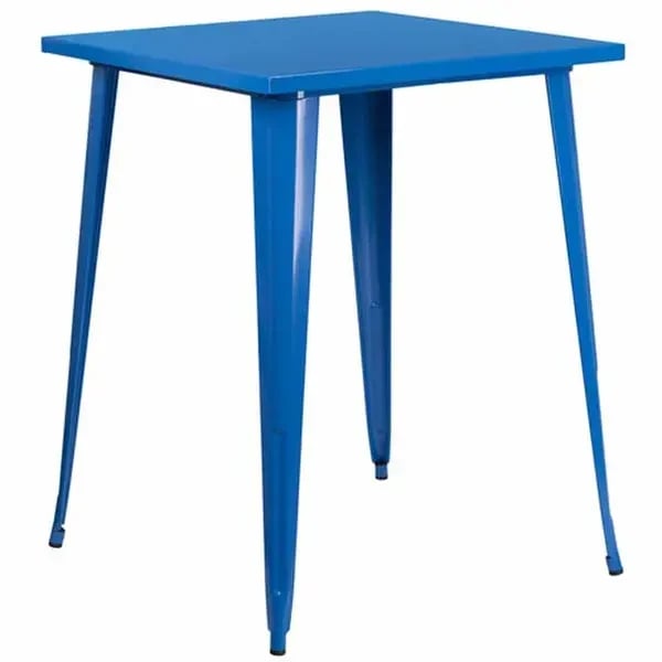 Flash Furniture CH-51040-40-BL-GG Square Bar Height Metal Blue Table