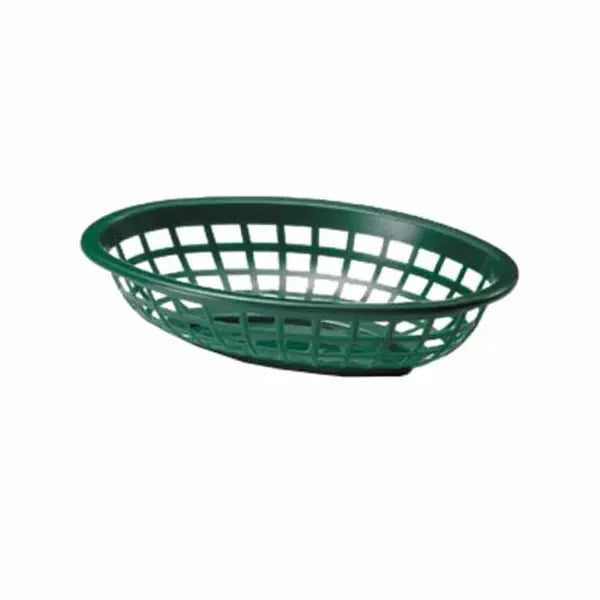 Restaurant Glassware — Tablecraft 1071FG Forest Green Oval Platter Basket 8" x 5-1/4" x 2" | Case of 36