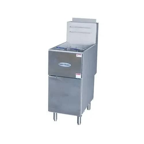 Horevo Global SGF-50N Serv-Ware 50 lb Natural Gas Floor Fryer 150,000 BTU (4 Burners)