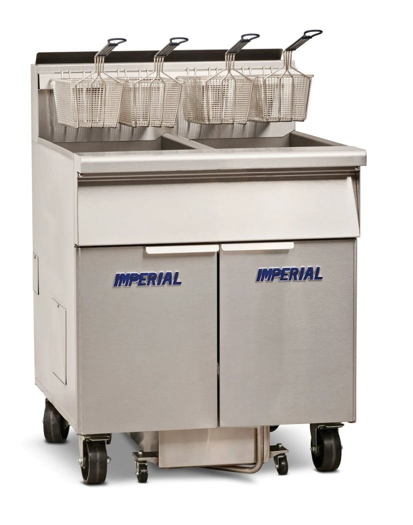 Deep Fryer Parts — Imperial IFSSP575EUC Pro Series Electric Freestanding Tilt-Up Ribbon Fryer 5 Vat 75 Pound Heavy-Duty Electronic Thermostat Control — 240V, 3PH