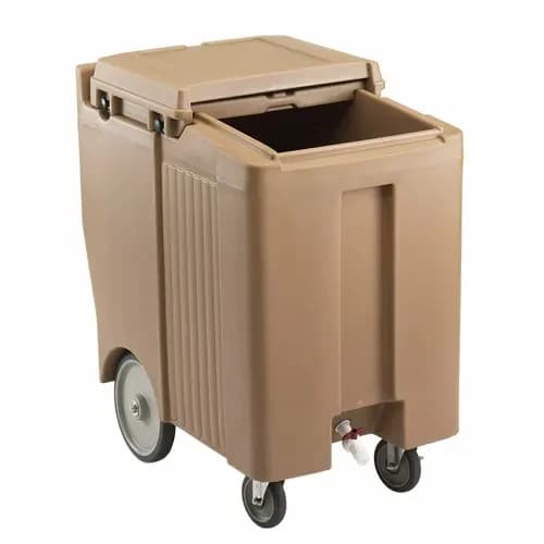 Cambro ICS175TB157 Slidinglid 175 Lb. Coffee Beige Mobile Ice Caddy