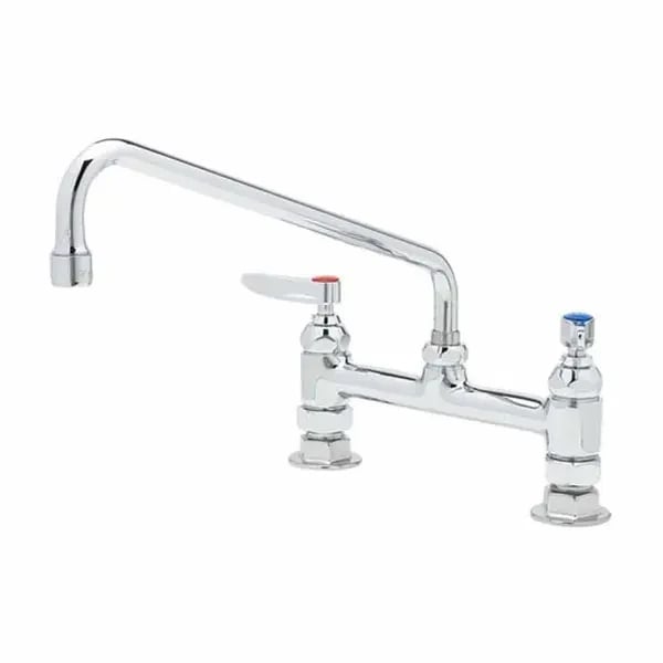 Commercial Kitchen Plumbing Fittings — T&S B-2280 8" Deck Mount Double Pantry Faucet with 12" Swing Spout Nozzle
