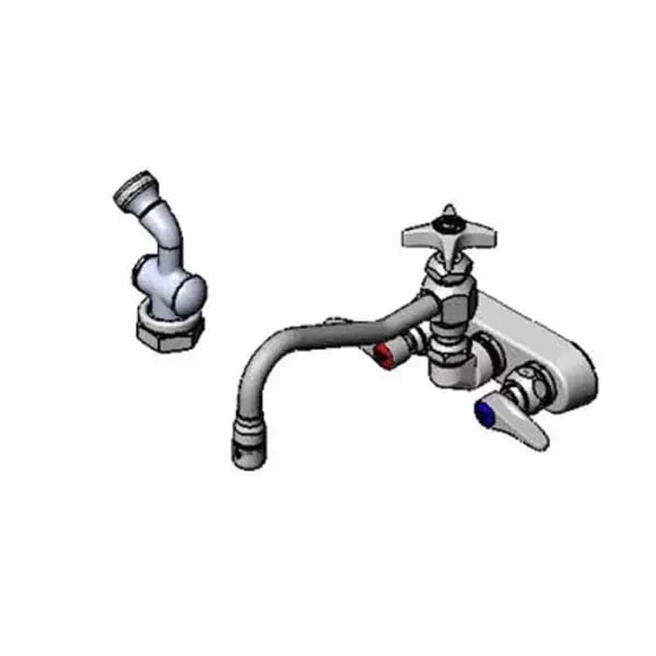 T&S B-1156 4" Wall Mount Workboard Faucet with 8" Swing Spout Nozzle and Spray Hose