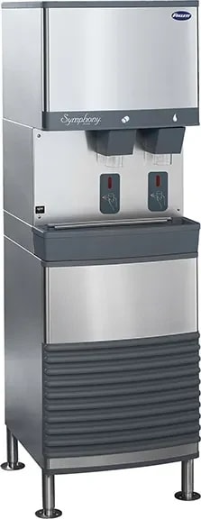 Follett Symphony Plus™ 25FB414W-S Freestanding Ice and Water Dispenser 425 Pound Daily Production 25 Pound Storage SensorSAFE™ Dispense Nugget Style Ice — 115V, 1PH — main image