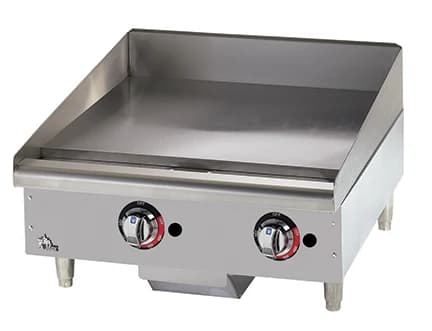 Star 624MF Star-Max® Series Gas Countertop Griddle 24 Inch Wide Manual Control Rectangle Polished Steel 1 Inch Thick Plate Medium-Duty — Propane, 56600 BTU
