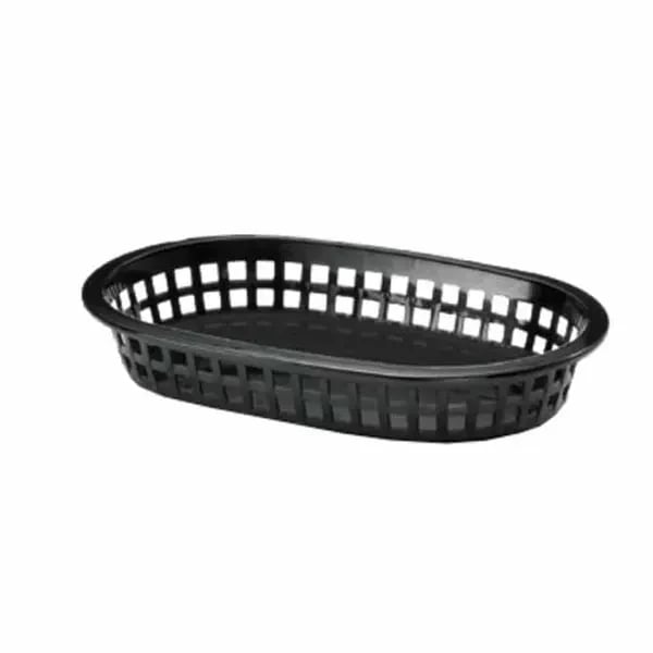 Restaurant Glassware — Tablecraft 1073BK A La Carte Black Oval Platter Basket 9-1/4" x 6" x 1-1/2" | Case of 36