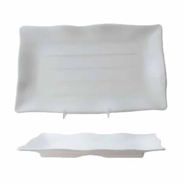 Thunder Group 24120WT Classic White 11-1/4" x 7-1/4" Rectangular Melamine Plate | Case of 12 — main image