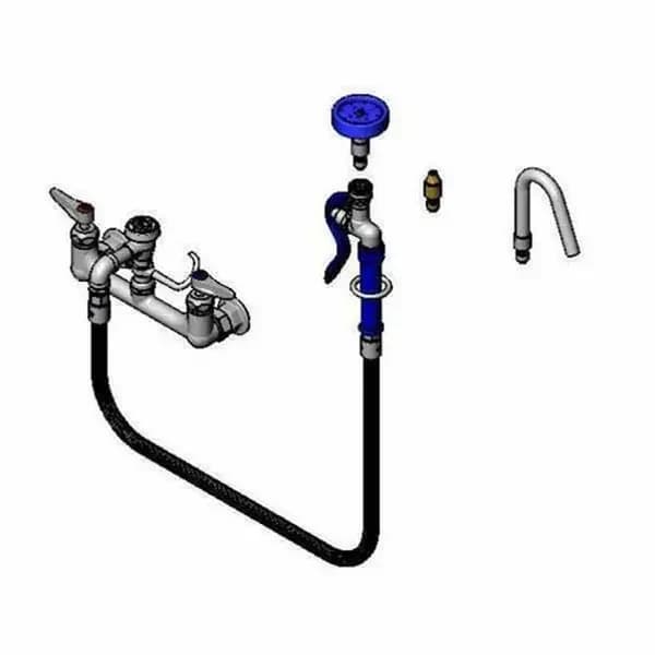 T&S Brass B-2312-CR T&S 8" Wall Mount Pot Filler Faucet with 44" Hose